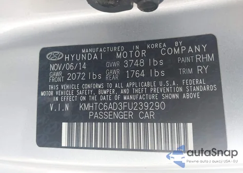 2015 Hyundai Veloster из США, поврежденный, VIN KMHTC6AD3FU239290
